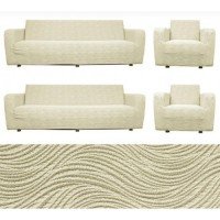 Krem Su Yolu Koltuk Örtüsü Takımı 