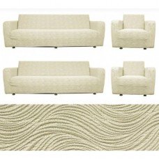 Krem Su Yolu Koltuk Örtüsü Takımı 