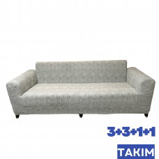 Su Dalgası Koltuk Örtüsü Taş Rengi Takım